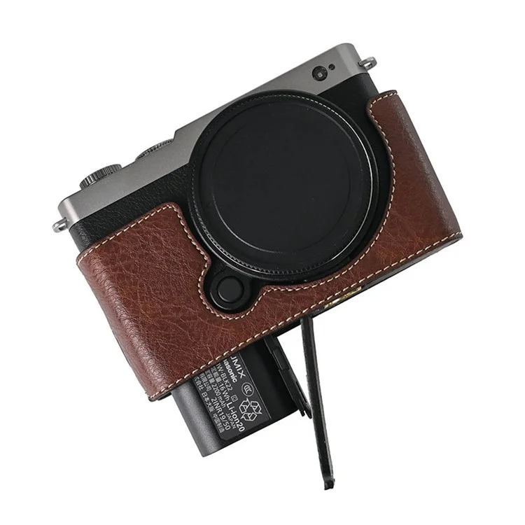 For Panasonic Lumix S9 Camera Case Large Cutout Litchi Texture PU Leather Protective Cover - Coffee
