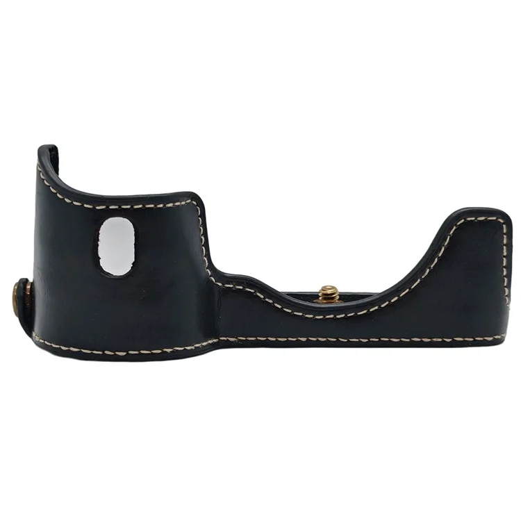 For Sony A7 / A7R PU Leather Camera Bottom Cover Half Body Case with Screw - Black