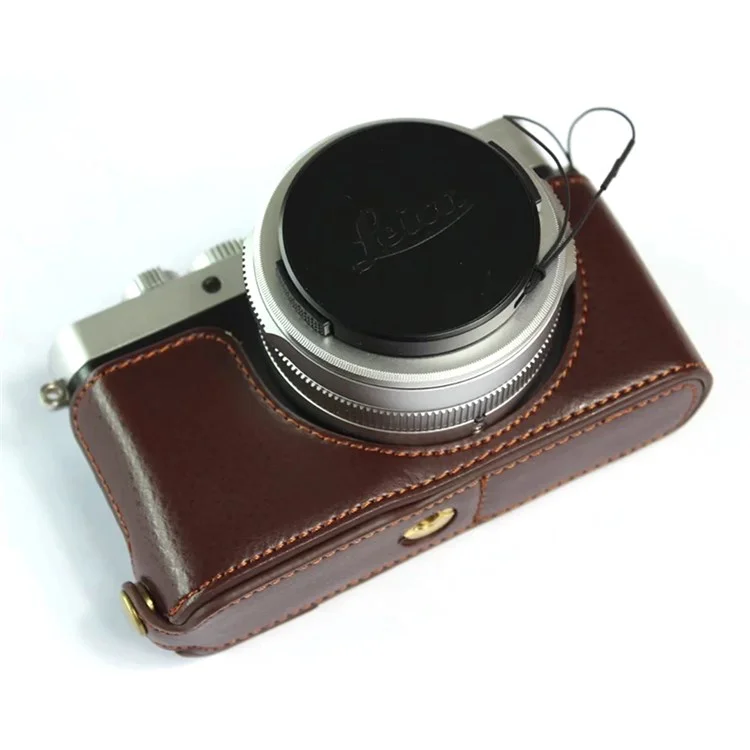 For Leica D-lux7 Camera Case Genuine Leather Half Body Cover - Coffee