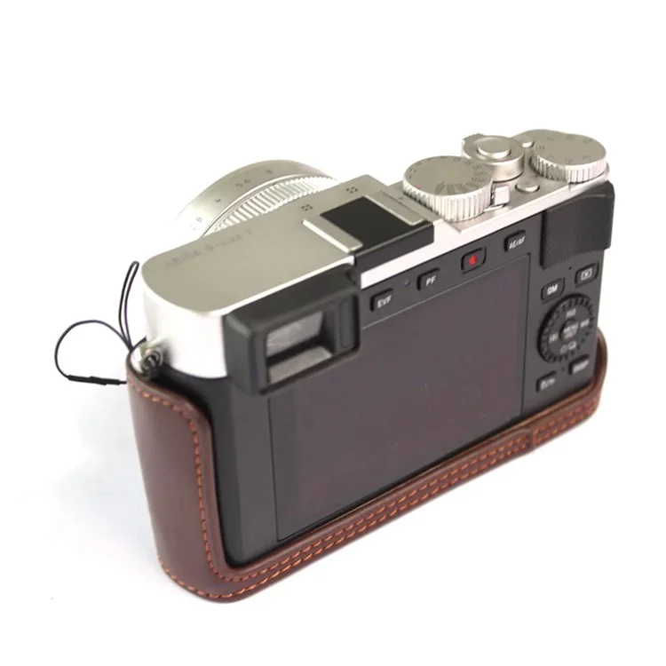 For Leica D-lux7 Camera Case Genuine Leather Half Body Cover - Coffee