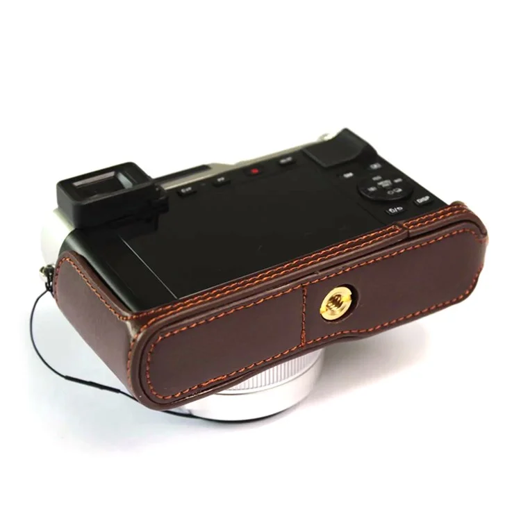For Leica D-lux7 Camera Case Genuine Leather Half Body Cover - Coffee