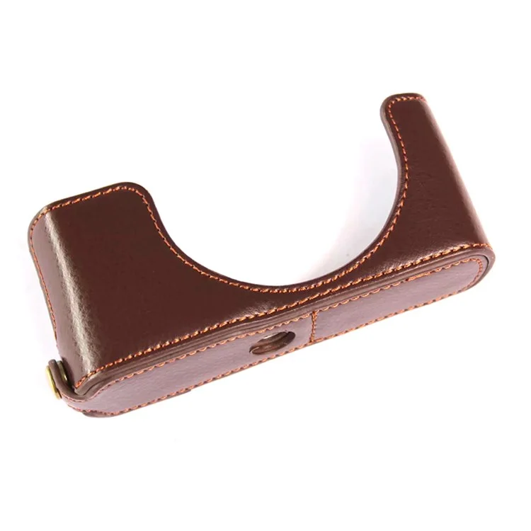 For Leica D-lux7 Camera Case Genuine Leather Half Body Cover - Coffee
