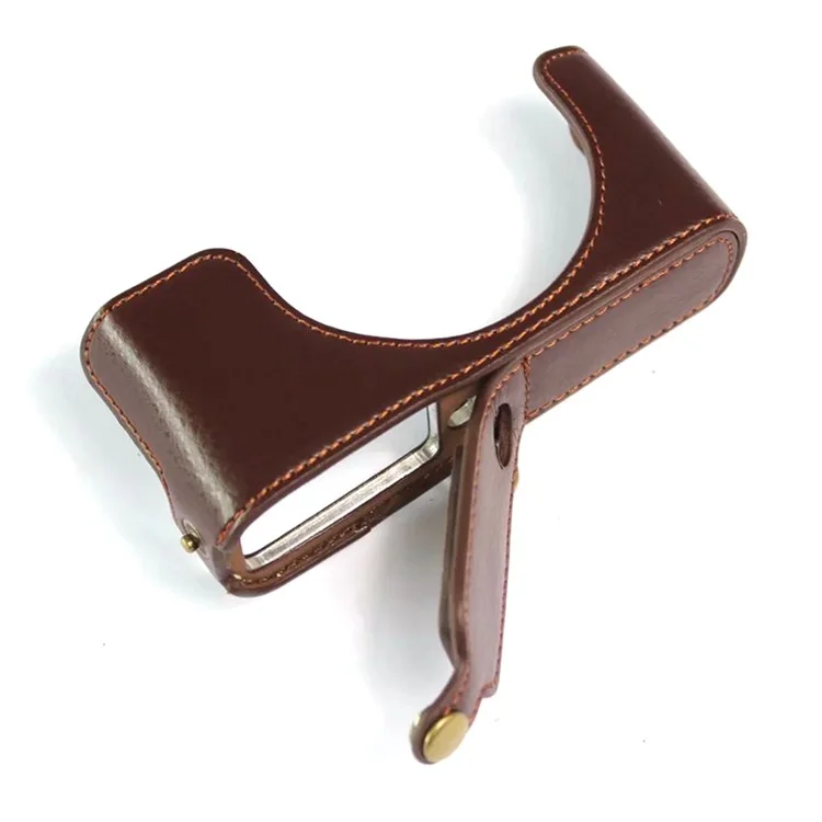 For Leica D-lux7 Camera Case Genuine Leather Half Body Cover - Coffee