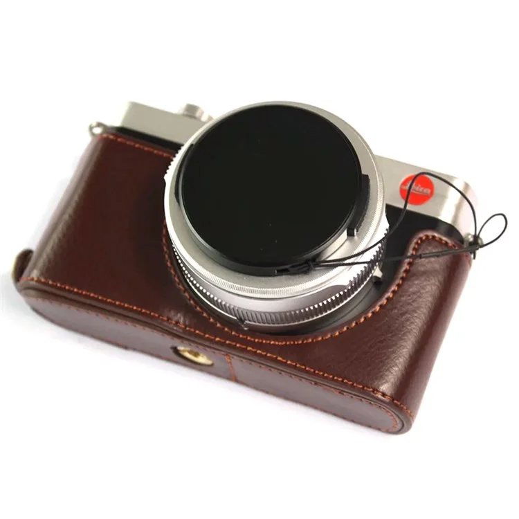 For Leica D-lux7 Camera Case Genuine Leather Half Body Cover - Coffee