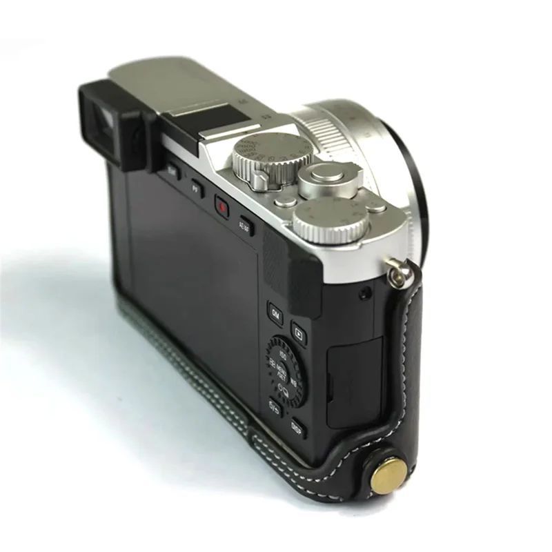 For Leica D-lux7 Kameraetui i ægte læder, halvdykkende - Sort