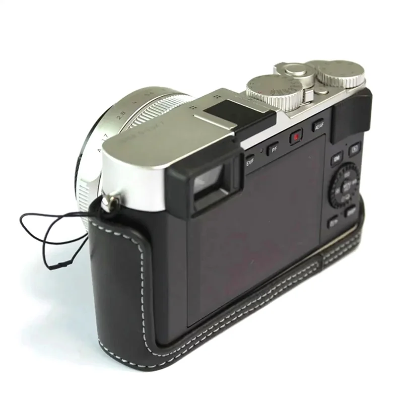For Leica D-lux7 Kameraetui i ægte læder, halvdykkende - Sort
