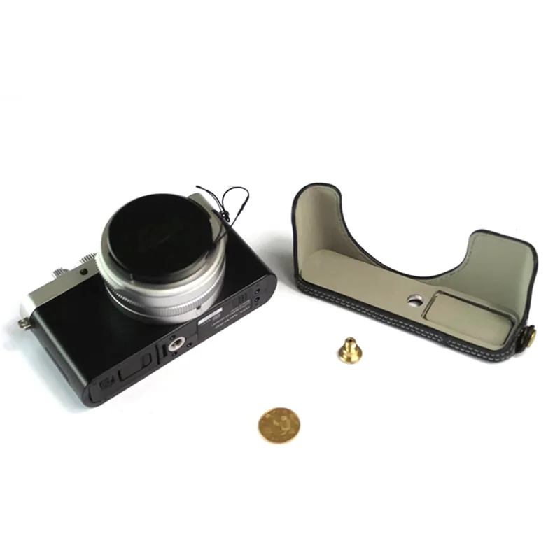 For Leica D-lux7 Kameraetui i ægte læder, halvdykkende - Sort