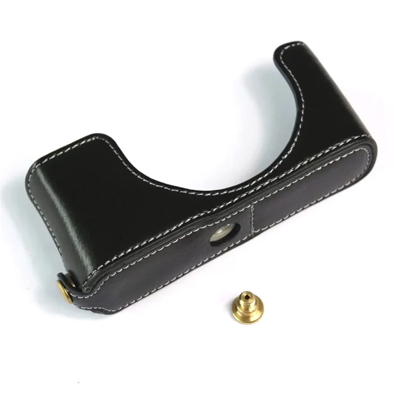 For Leica D-lux7 Kameraetui i ægte læder, halvdykkende - Sort