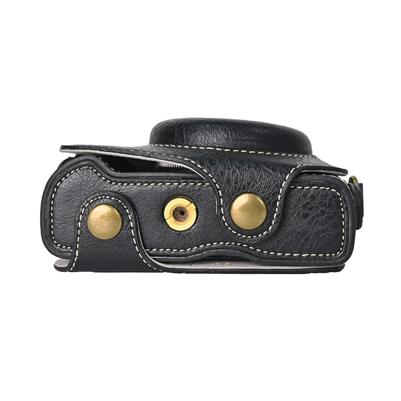 For Canon G7 X Mark II / G7 X Mark III Litchi Textured PU Leather Camera Case with Shoulder Strap - Black