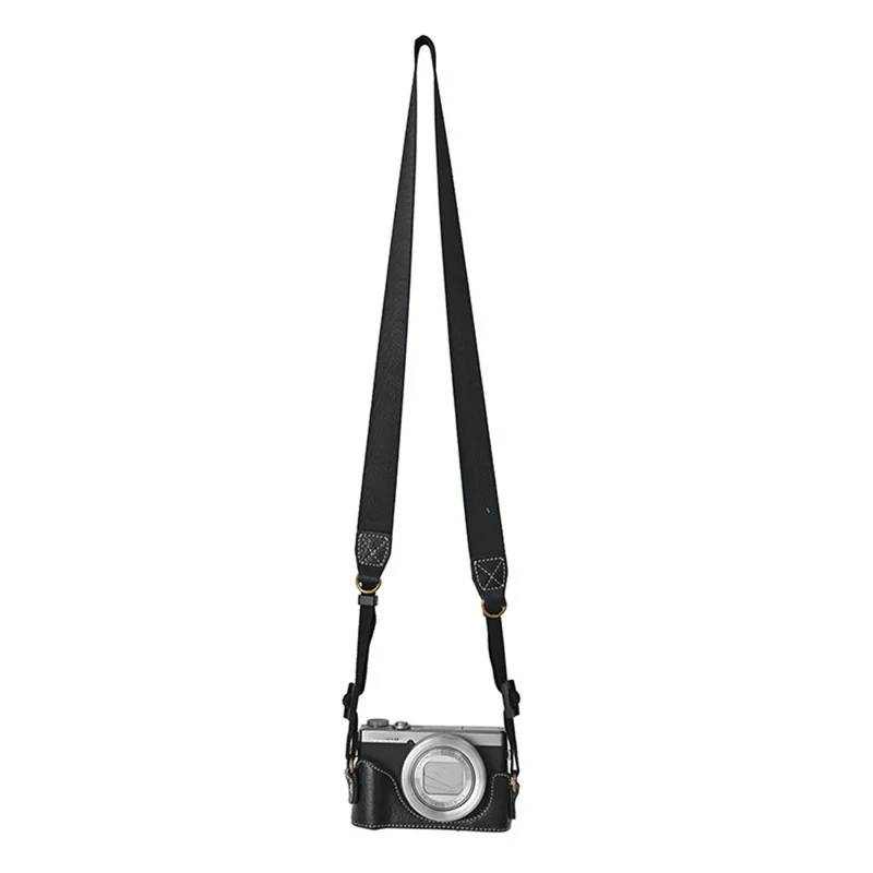 For Canon G7 X Mark II / G7 X Mark III Litchi Textured PU Leather Camera Case with Shoulder Strap - Black