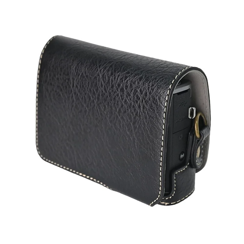 For Canon G7 X Mark II / G7 X Mark III Litchi Textured PU Leather Camera Case with Shoulder Strap - Black