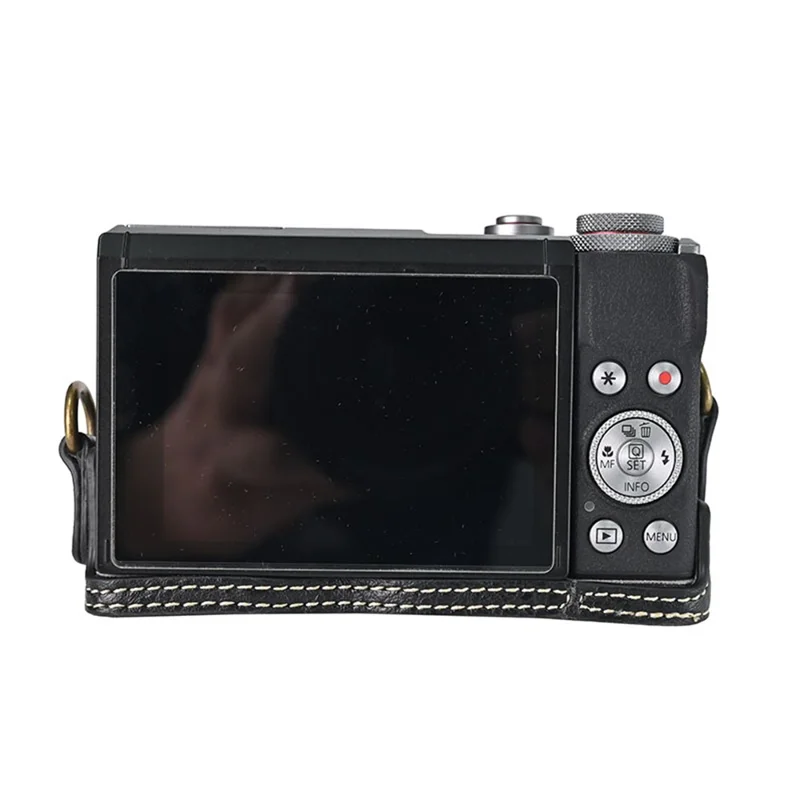 For Canon G7 X Mark II / G7 X Mark III Litchi Textured PU Leather Camera Case with Shoulder Strap - Black