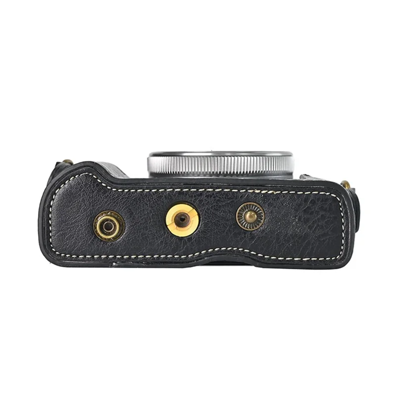 For Canon G7 X Mark II / G7 X Mark III Litchi Textured PU Leather Camera Case with Shoulder Strap - Black