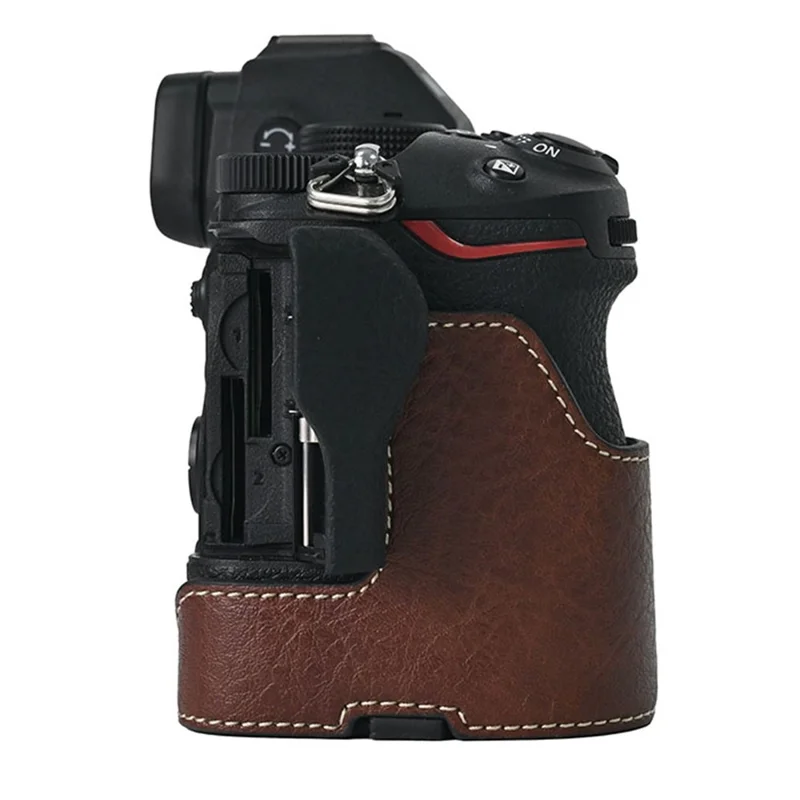 For Nikon Z 5 / Z 6 II / Z 7 II Camera Case Large Cutout Litchi Texture PU Leather Protective Cover - Coffee