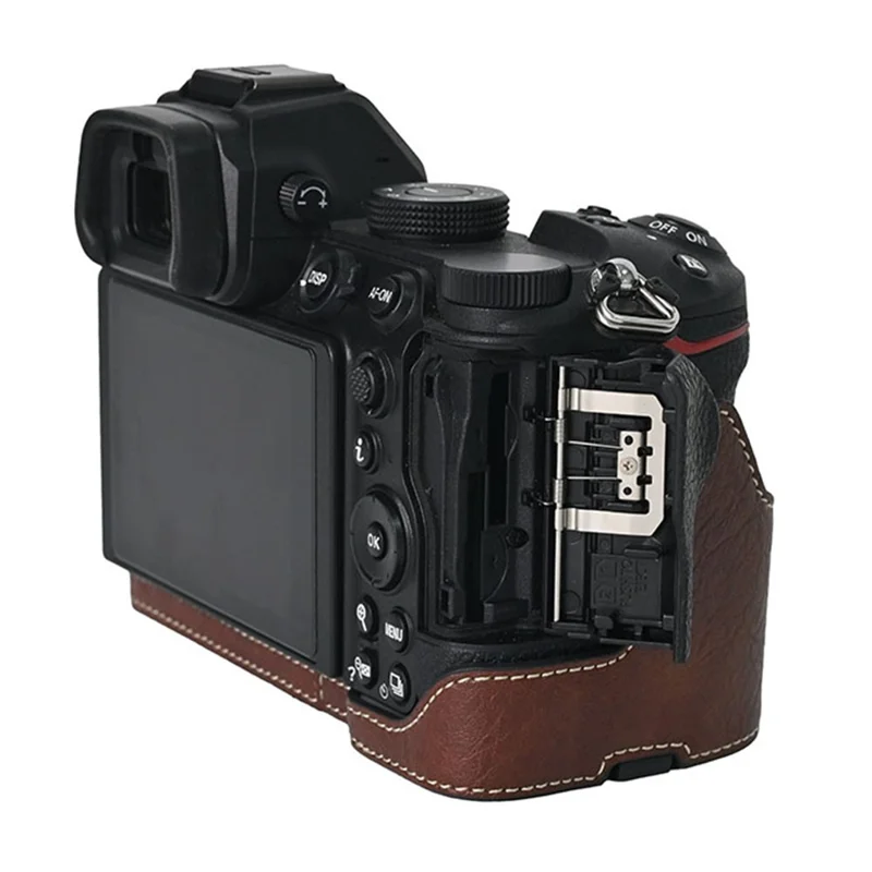For Nikon Z 5 / Z 6 II / Z 7 II Camera Case Large Cutout Litchi Texture PU Leather Protective Cover - Coffee