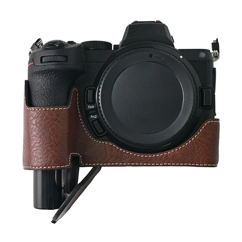 For Nikon Z 5 / Z 6 II / Z 7 II Camera Case Large Cutout Litchi Texture PU Leather Protective Cover - Coffee