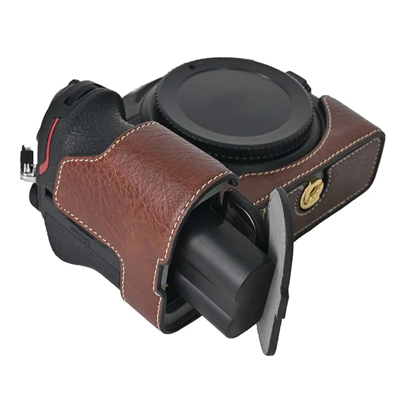 For Nikon Z 5 / Z 6 II / Z 7 II Camera Case Large Cutout Litchi Texture PU Leather Protective Cover - Coffee