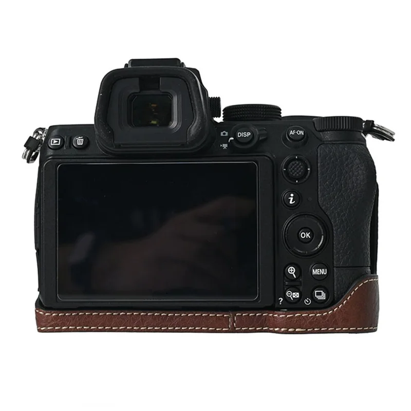 For Nikon Z 5 / Z 6 II / Z 7 II Camera Case Large Cutout Litchi Texture PU Leather Protective Cover - Coffee