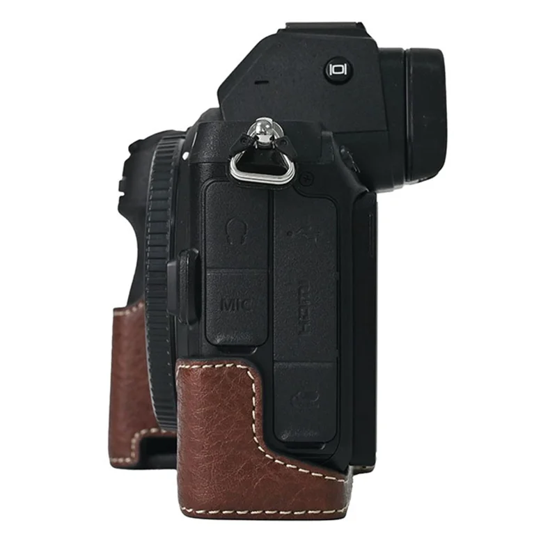 For Nikon Z 5 / Z 6 II / Z 7 II Camera Case Large Cutout Litchi Texture PU Leather Protective Cover - Coffee
