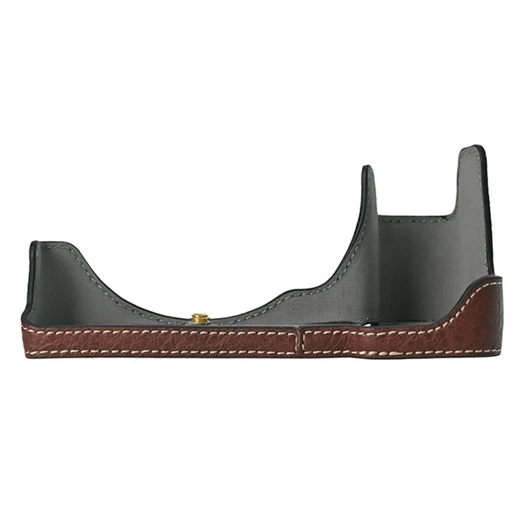 Para Nikon Z 5 / Z 6 II / Z 7 II Capa de Câmera com Alça de Ombro Corte Grande Textura Litchi PU Capa Protetora - Café