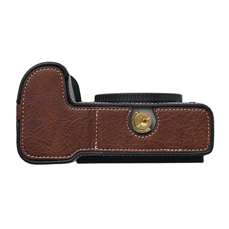 Para Nikon Z 5 / Z 6 II / Z 7 II Capa de Câmera com Alça de Ombro Corte Grande Textura Litchi PU Capa Protetora - Café