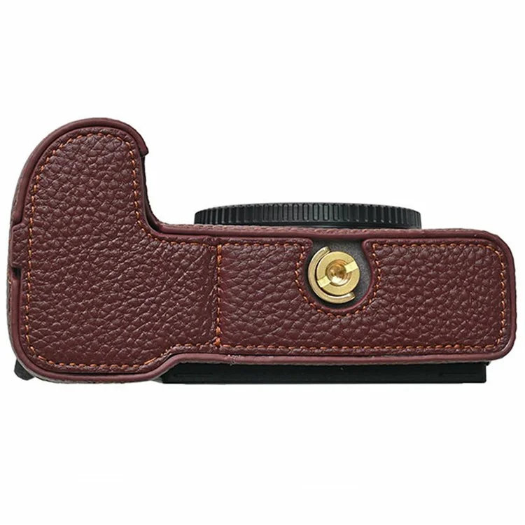 For Nikon Z 5 / Z 6 II / Z 7 II Camera Case Large Opening Genuine Cow Leather Protector with Shoulder Strap - Coffee