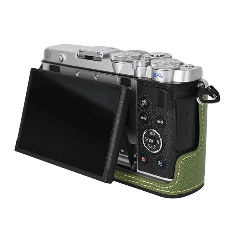 For Olympus PEN E-P7 Camera Case Textured Leather Bottom Case Easy to Replace Battery - Pink