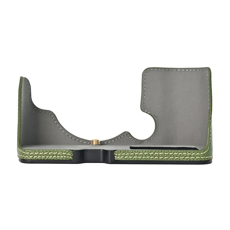 For Olympus PEN E-P7 Camera Case Textured Leather Bottom Case Easy to Replace Battery - Khaki
