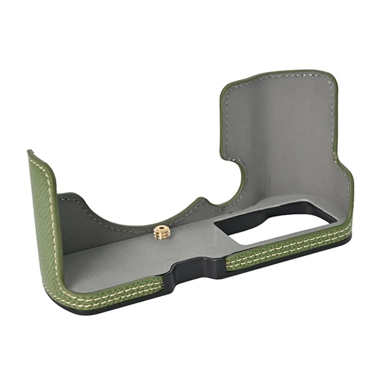 For Olympus PEN E-P7 Camera Case Textured Leather Bottom Case Easy to Replace Battery - Khaki
