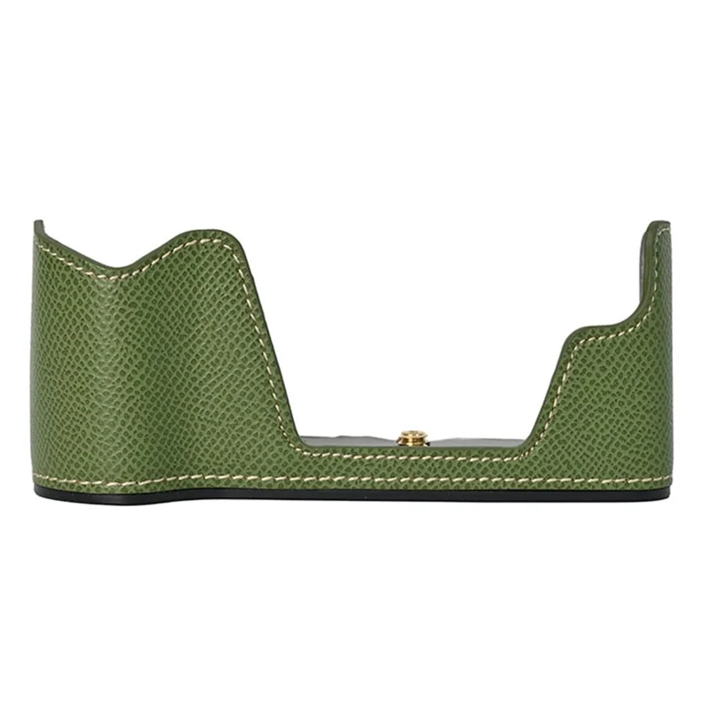 For Olympus OM-D E-M10 Mark IV Camera Case Battery Opening Palm Texture PU Leather Half Body Bottom Cover - Green