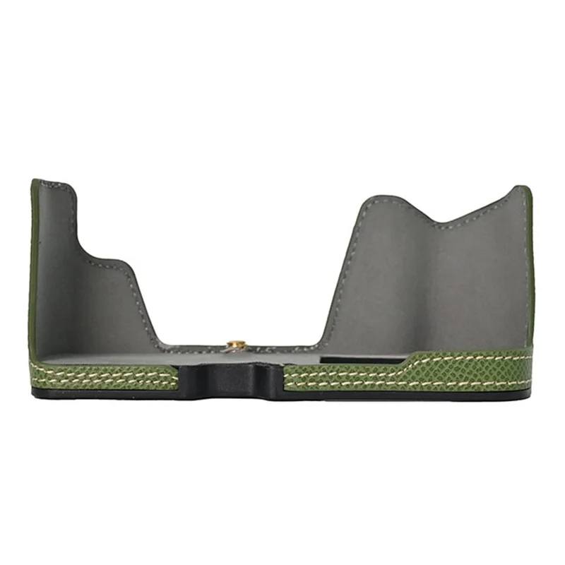 For Olympus OM-D E-M10 Mark IV Camera Case Battery Opening Palm Texture PU Leather Half Body Bottom Cover - Green