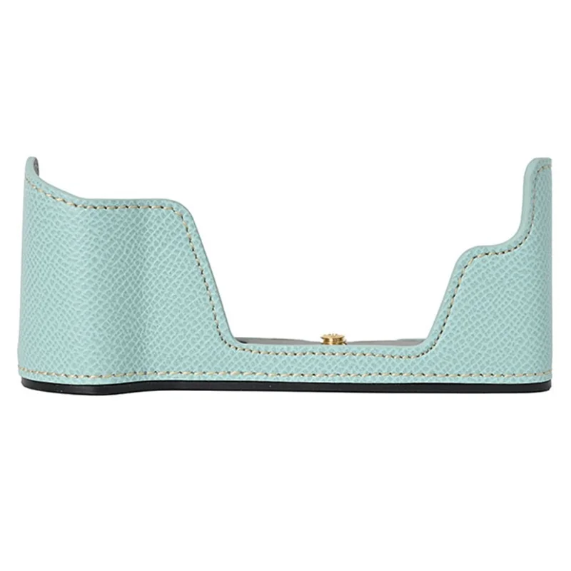 For Olympus OM-D E-M10 Mark III Camera Case Textured Leather Bottom Case Easy to Replace Battery - Baby Blue