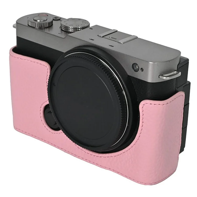 Für Panasonic Lumix S9 Kameratasche, echtes Leder Bodentasche, einfacher Batteriewechsel - Pink