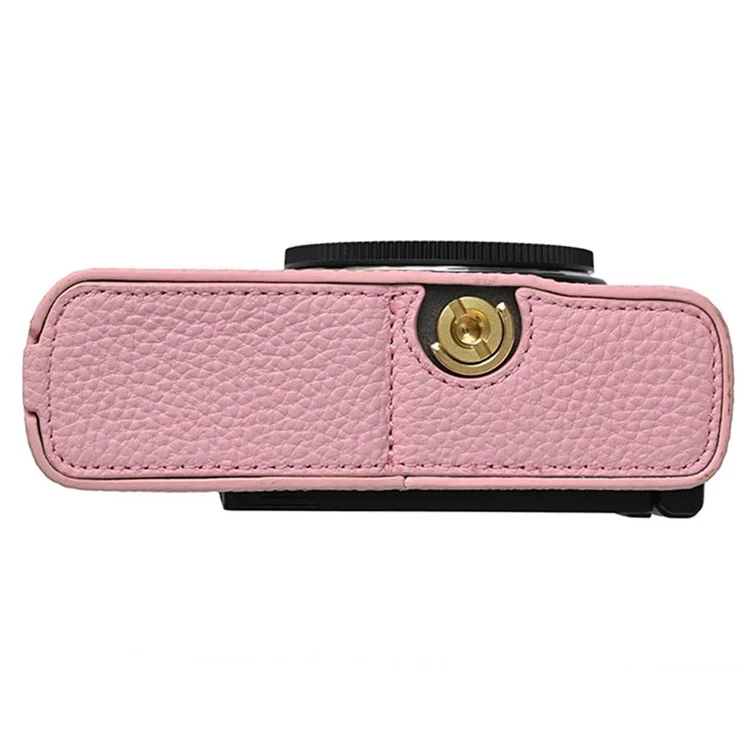 Für Panasonic Lumix S9 Kameratasche, echtes Leder Bodentasche, einfacher Batteriewechsel - Pink