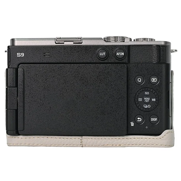 For Panasonic Lumix S9 Camera Case Genuine Leather Bottom Case Easy to Replace Battery - Grey