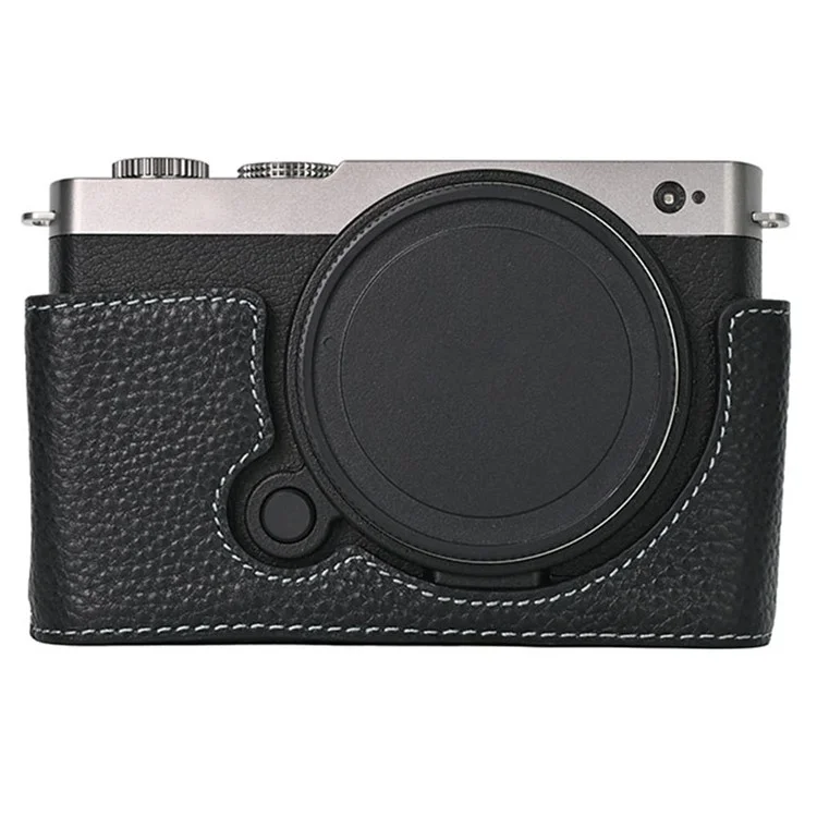 For Panasonic Lumix S9 Camera Case Genuine Leather Bottom Case Easy to Replace Battery - Black