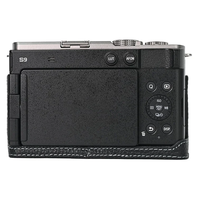 For Panasonic Lumix S9 Camera Case Genuine Leather Bottom Case Easy to Replace Battery - Black