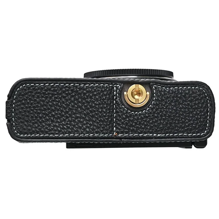 For Panasonic Lumix S9 Camera Case Genuine Leather Bottom Case Easy to Replace Battery - Black