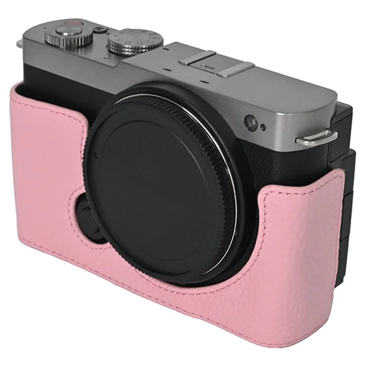 Für Panasonic Lumix S9 Kamera Tasche große Öffnung Echtes Kuhleder Schutzhülle mit Handschlaufe - Pink