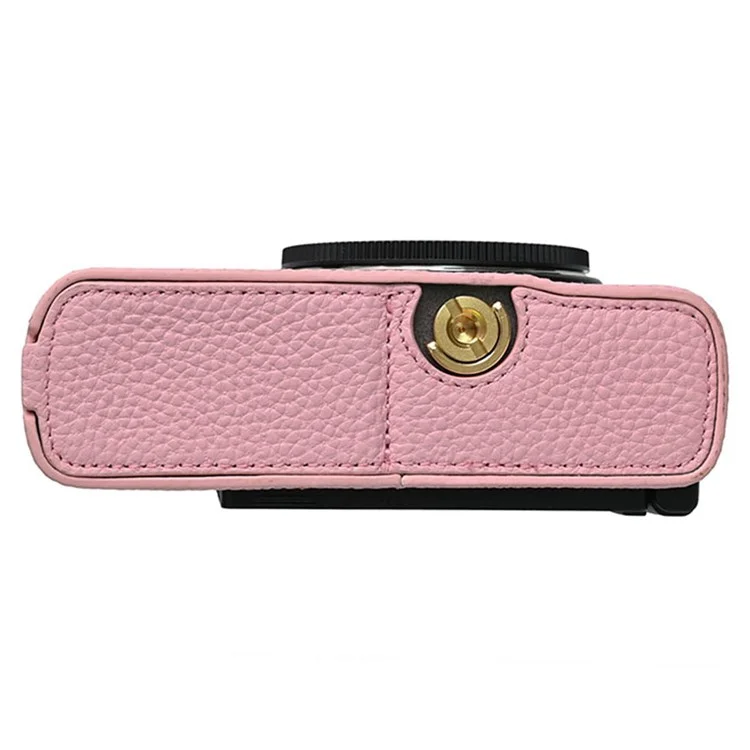 Für Panasonic Lumix S9 Kamera Tasche große Öffnung Echtes Kuhleder Schutzhülle mit Handschlaufe - Pink