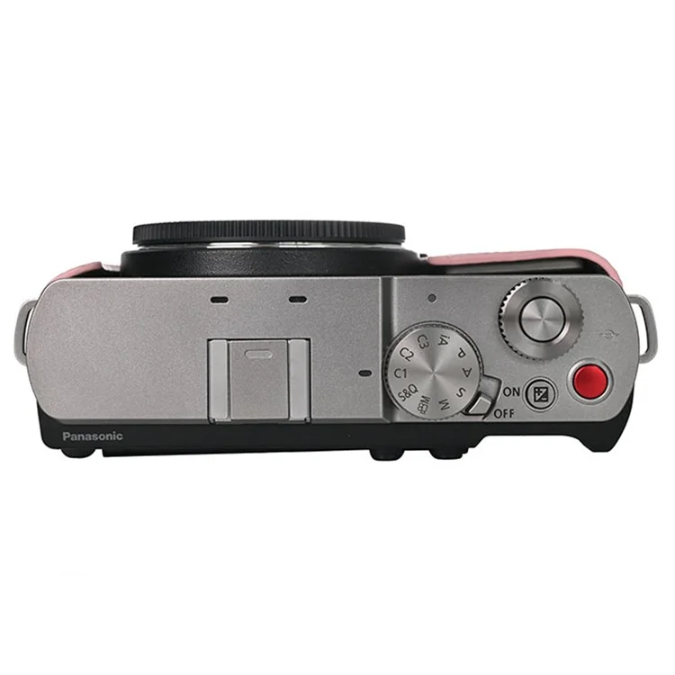 Per fotocamera Panasonic Lumix S9 Custodia con grande apertura in vera pelle di mucca con tracolla - Rosa