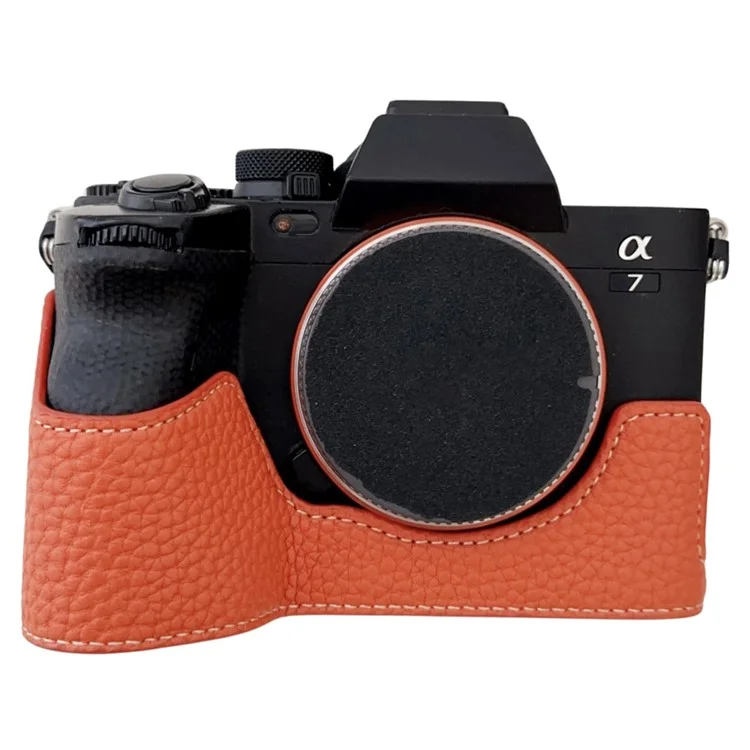 For Sony A7R V / A7 IV / A7S III / Alpha 1 Camera Case Large Cutout Litchi Texture PU Leather Protective Cover - Orange