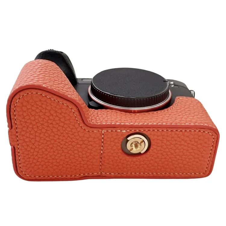 For Sony A7R V / A7 IV / A7S III / Alpha 1 Camera Case Large Cutout Litchi Texture PU Leather Protective Cover - Orange