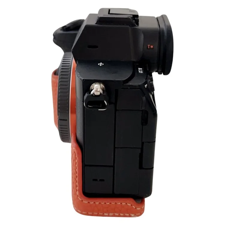 For Sony A7R V / A7 IV / A7S III / Alpha 1 Camera Case Large Cutout Litchi Texture PU Leather Protective Cover - Orange