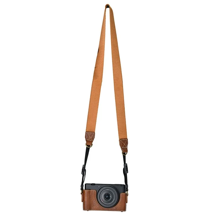 Funda protectora de textura de piel de litchi de cuero PU para Sony ZV-1F con correa para hombro - Marrón