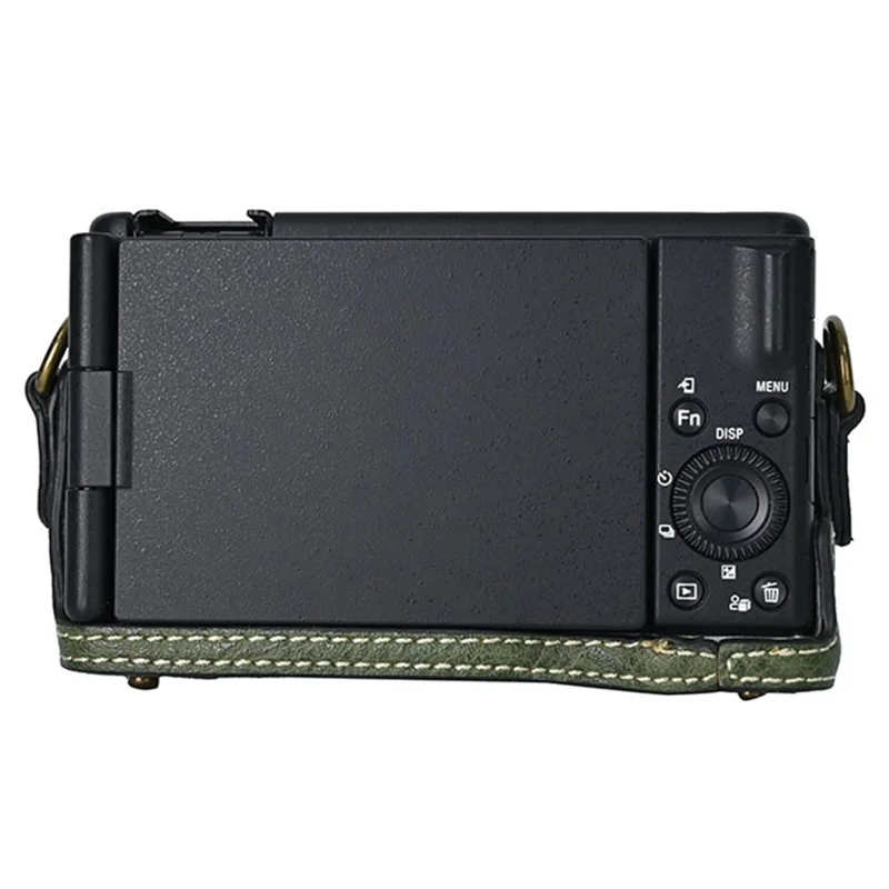For Sony ZV-1F Protective Cover Litchi Textured PU Leather Camera Case with Shoulder Strap - Green