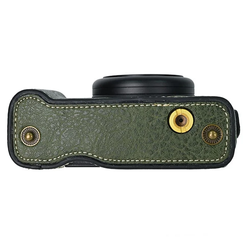 For Sony ZV-1F Protective Cover Litchi Textured PU Leather Camera Case with Shoulder Strap - Green