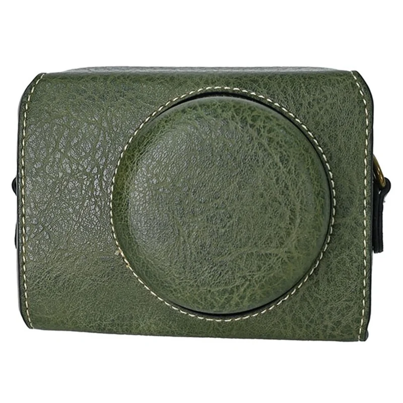 For Sony ZV-1F Protective Cover Litchi Textured PU Leather Camera Case with Shoulder Strap - Green