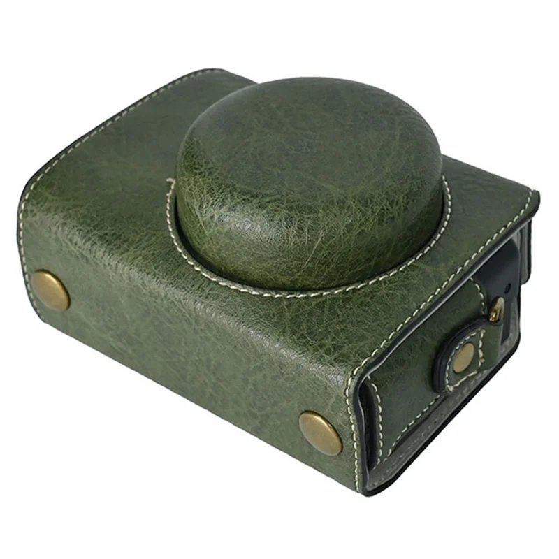 For Sony ZV-1F Protective Cover Litchi Textured PU Leather Camera Case with Shoulder Strap - Green