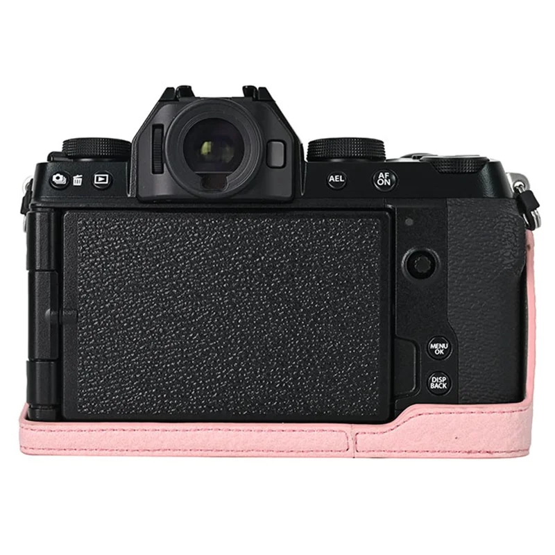 Чехол для камеры Fujifilm X-S10 с большим вырезом, текстурой личи, из защитной кожи ПУ - розовый